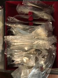 Service for 8 Sterling Silver Damask Rose Flatware