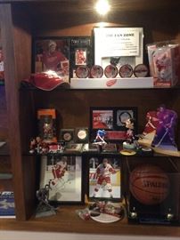 Signed Ben Wallace basketball as well as signed Red Wings Memorabilia .