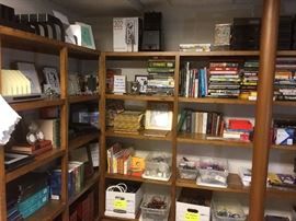 Office supplies, books & picture frames.
