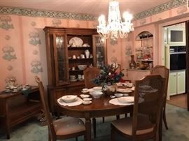 Dining Room, Cane Back Dining Set, China Cabinet, Tea Cart