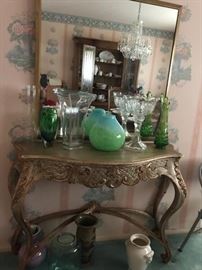 Oversized Mirror, Hollywood Regency Entrance Table