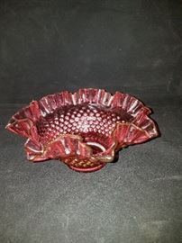 Fenton Hobnail Ruffled Edge Cranberry