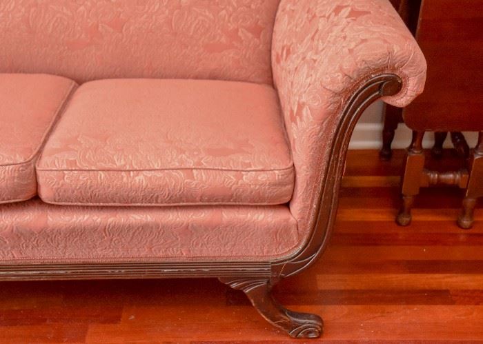 Antique 3-Seat Upholstered Parlor Sofa