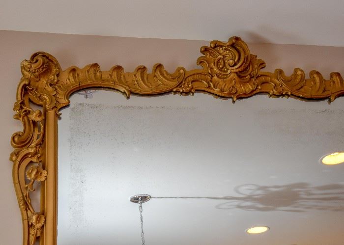 ENORMOUS Ornate Gilt Wall Mirror with Gold Fringe Detail