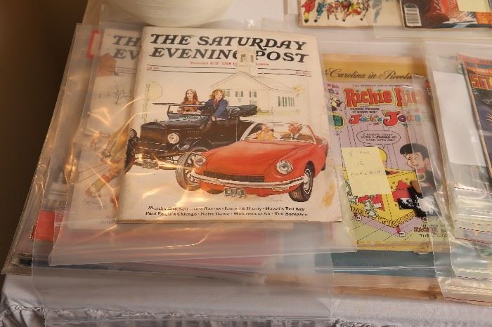 Old issues of Life and Saturday Evening Post.