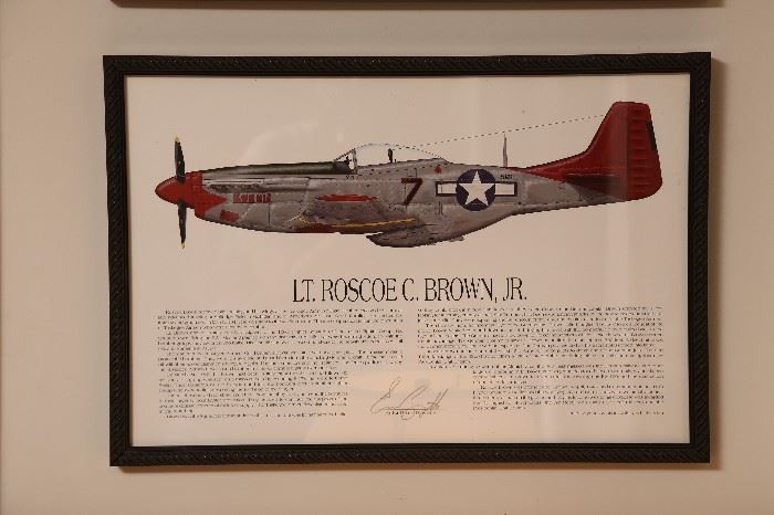 Print of a P51 and its pilot, Lt. Brown, Jr.