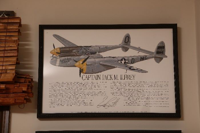 Print of a P38  showing its pilot, Captain Jack Ilfrey.