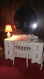 Vintage Art Deco vanity painted white