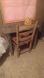 Antique pine table in the basement
