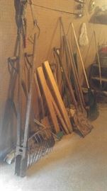 Yard tools in the basement