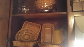 Baskets and clear Pyrex