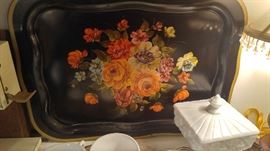 Black toleware tray
