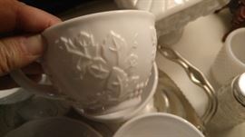 Westmoreland milk glass cups and saucers