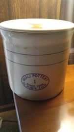 Miali pottery crock with top 