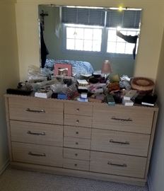 Long dresser with mirror, lots of jewelry available