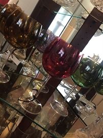 Multi colored wine balloon goblets
