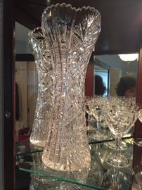 American Brilliant Glass Tall Vase