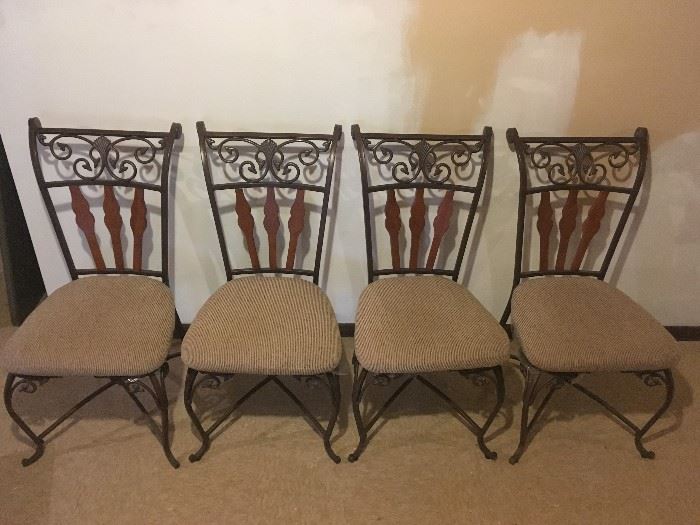 Set of Metal and Wood Chairs