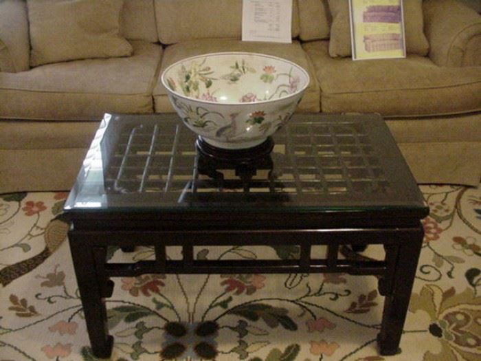 Beautiful fretwork table with glass top