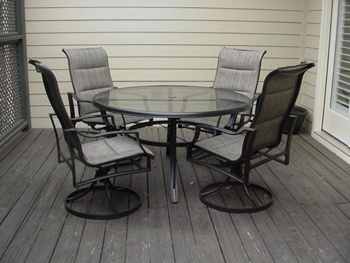 Patio set with six chairs and table