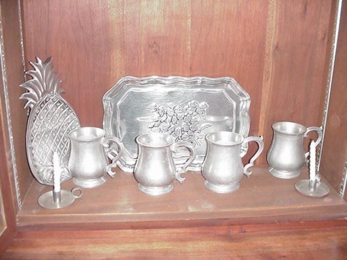 Pewter mugs and trays
