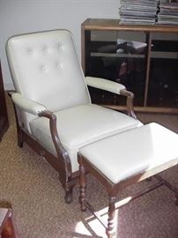White leather upholstered chair and bench