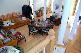 Dining Table and chairs on wheels, Couches, loaded