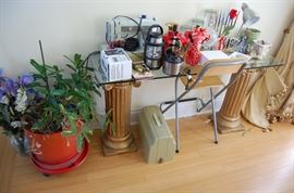 Tons of Plants and ceramic decorative pots, glass top desk