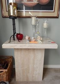 Two-piece marble pedestal table