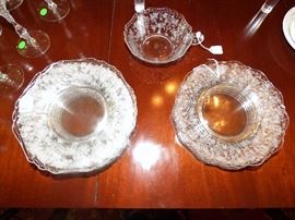 Cambridge "Rose Point"  salad & dessert plates,  nappy