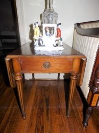 One of a pair of Pembroke tables, 1902 mark on porcelain carriage with lady and 2 porters from Germany, Sitzendorf Porcelain Factory