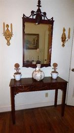 Classical hall table with matching mirror