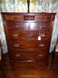 Antique mahogany chest with 2 secret drawers