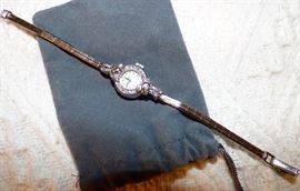 14K white gold and diamond ladies wrist watch