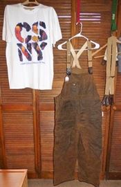 Filson oil cloth overalls & suspenders