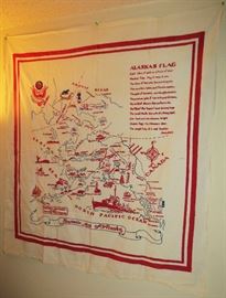 A sweet Old Alaska Cloth Map when Russia sold Alaska to us, Story on Map.