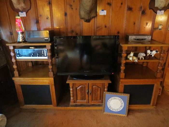 Sweet Old School Hi End Sound System with a Panasonic Head Unit with Recording 8 Track Player & Phonograph. And A Large Flat Screen TV.