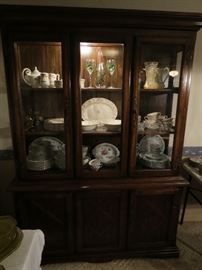 Beautiful Double Lighted China Cabinet with lower storage.