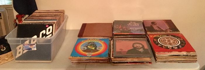 A better view of all the record albums. 