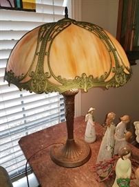 Several Bradley Hubbard SLAG GLASS Lamps