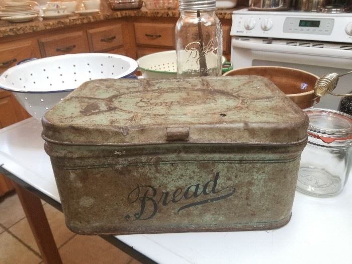 Vintage tin bread box