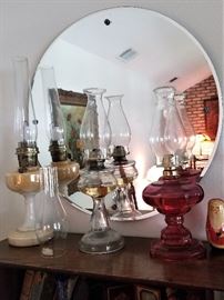 Selection on antique oil lamps