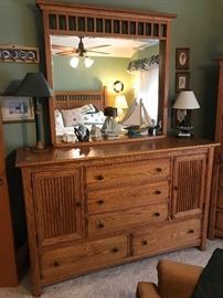 Stanley Furniture mission style dresser with mirror