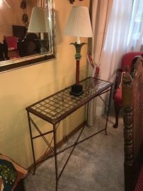 Glass and metal sofa table
