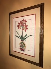Framed needlepoint artwork
