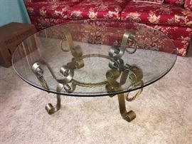 Round glass coffee table