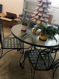 Out In the Garage...Sorry No Tools...But We Do have Some Nice Patio Furniture Like This Iron/Glass Table and Chairs...