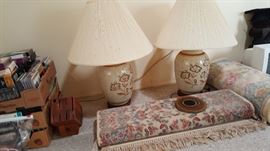 Karistan runner, matching ginger jar lamps
