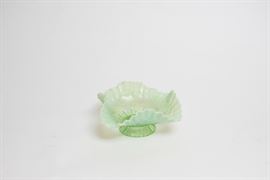 Vintage Green Fluted Candy Dish