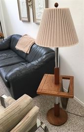 Vintage table lamp and magazine rack holder combination of the Modeline style